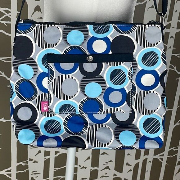 Brighton Dot Print Nylon Crossbody Bag Blue, Black, Gray, White - Picture 4 of 16